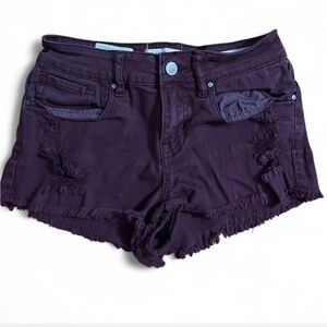 Stylish Dark Purple Jean Shorts